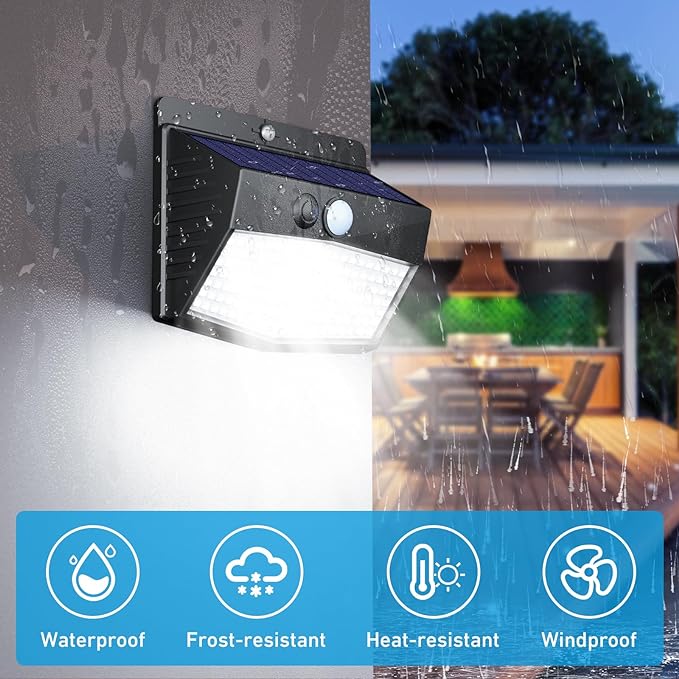 Peasur [ 16 Packs] Solar Motion Sensor Lights Outdoor, Solar Fence Lights with 3 Lighting Modes, Solar Powered Security Lights Waterproof for Outside Yard Wall Garden Backyard Deck Step Garage