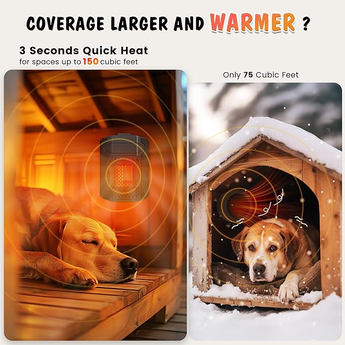 Dog House Heater with Thermostat - PETNF 500W Outdoor Dog Heater WIFI APP Remote Control,Doghouse Heaters for Outside Kennel with External Temperature Probe,41~113℉Adjustable Temp & Timer,Safe for Pet