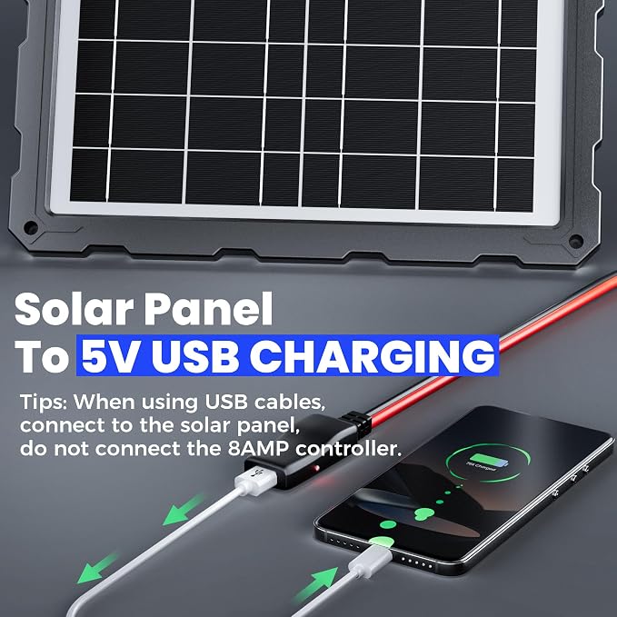 POWOXI-Upgraded-20W-Solar-Battery-Charger-Maintainer, External Smart 3-Stages PWM Charge Controller, 12V Solar Panel Trickle Charging Kit for Car, Marine, Motorcycle, RV, etc - Image 3