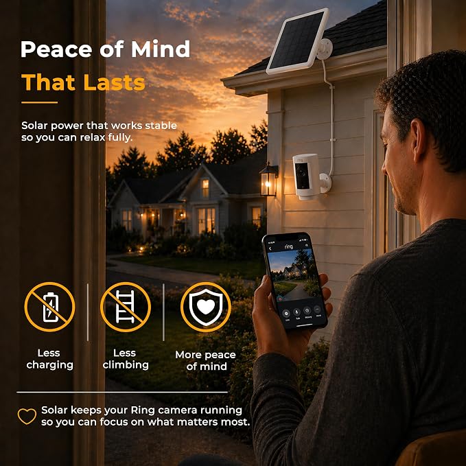 8W Solar Panel for Ring Camera, 3-Pack Solar Panel Charger Compatible with Ring Stick Up Cam Battery, Spotlight Cam Battery, Includes Barrel Plug to USB-C Adapter, IP65 Waterproof, 10ft Cable - Image 4