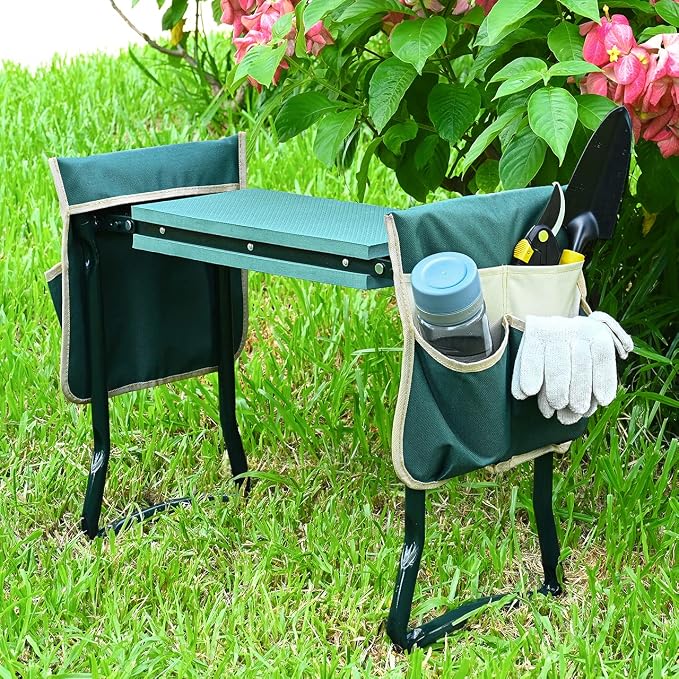 KVR Upgraded Garden Kneeler and Seat with Thicken & Widen Soft Kneeling Pad,Heavy Duty Foldable Gardener Stool with 2 Tool Pouches,Gardening Gifts for Women Mom Men Seniors¡­… - Image 2