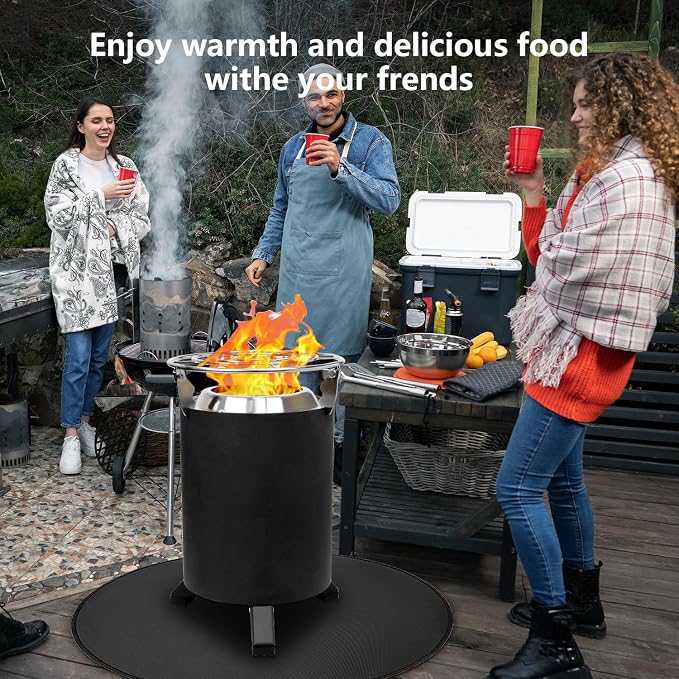 TYLIN Fire Pit Mat for Deck Fireproof, Round Fireproof Under Grill Mat, Oil-Proof Waterproof BBQ Pad for Deck Patio Grass Outdoor Grill Accessories, Portable and Reusable，Black (60x60 inch) - Image 6