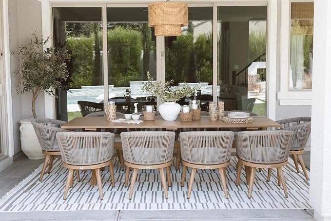 PURPLE LEAF Outdoor Dining Set for 10 All-Weather Aluminum 11 Piece Furniture Sets with Woodgrain Table and Rope Weave Chairs Included Cushions for Backyard Indoor Decor Kitchen Patio Set Teak Color - Image 2