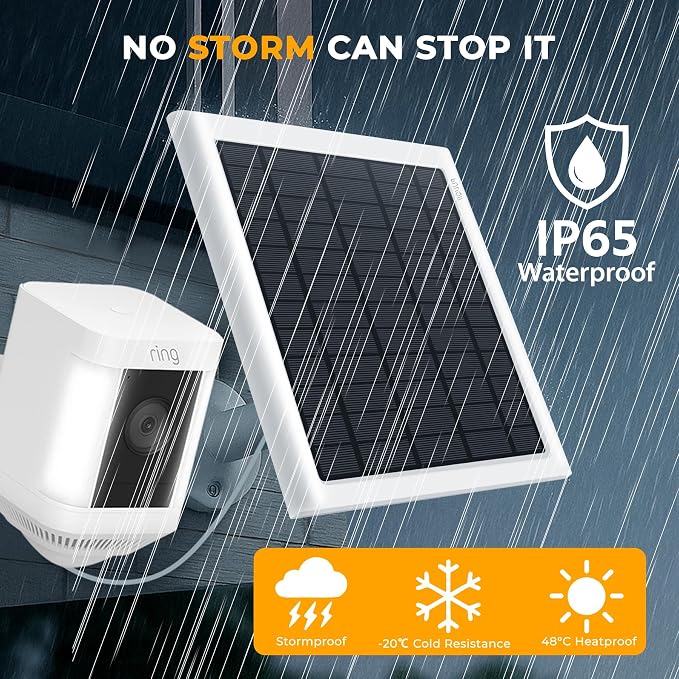 8W Solar Panel for Ring Camera, 3-Pack Solar Panel Charger Compatible with Ring Stick Up Cam Battery, Spotlight Cam Battery, Includes Barrel Plug to USB-C Adapter, IP65 Waterproof, 10ft Cable - Image 8