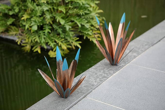Homight Large Tequila Rustic Sculpture, Rustic Metal Agave Plants for Outdoor Patio Yard, Home Decor Hand Painted Metal Agave Garden Yard Statue, Outdoor Lawn Ornaments (3 Big)