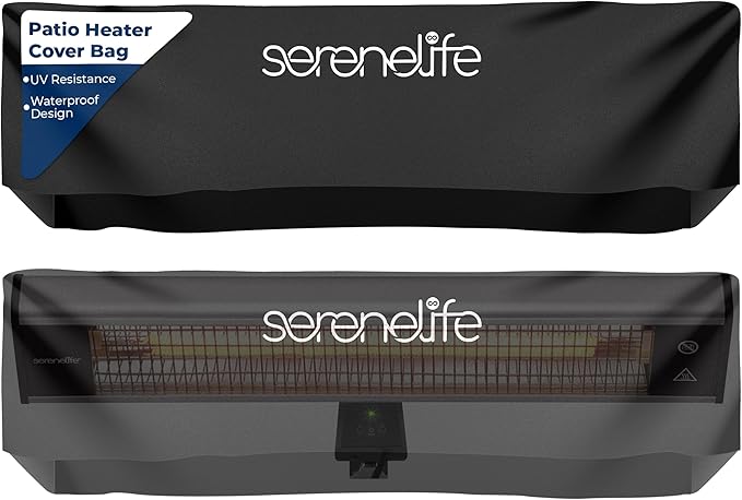 SereneLife Patio Heater Cover Bag - Heavy-Duty, UV Resistant, Waterproof Polypropylene & Polyurethane, Tear Resistant, Easy On/Off, Dustproof, Fits SereneLife Patio Heater Model SLOHT28 (Black)