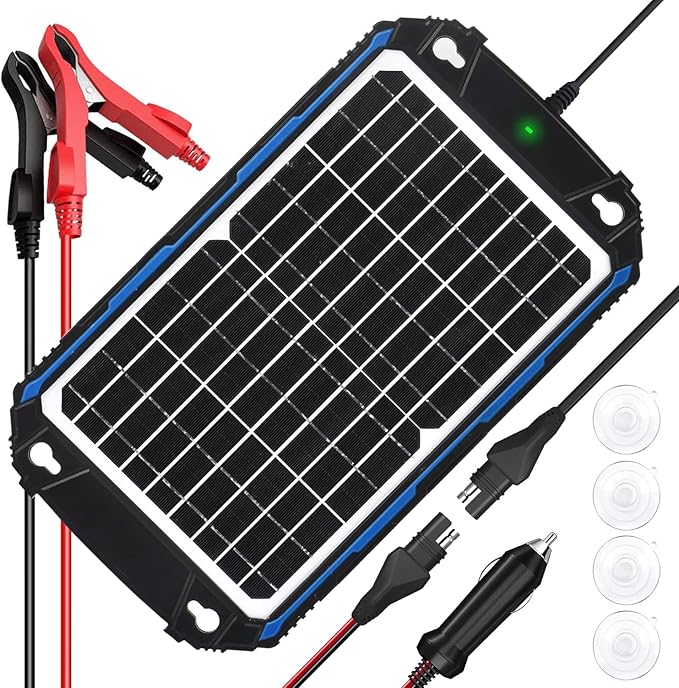 SUNER POWER Waterproof 12W 12V Solar Battery Charger & Maintainer Pro, Built-in UltraSmart MPPT Charge Controller, 12 Volt Solar Panel Trickle Charging Kits for Car Automotive Boat Marine RV Trailer by SUNERPOWER
