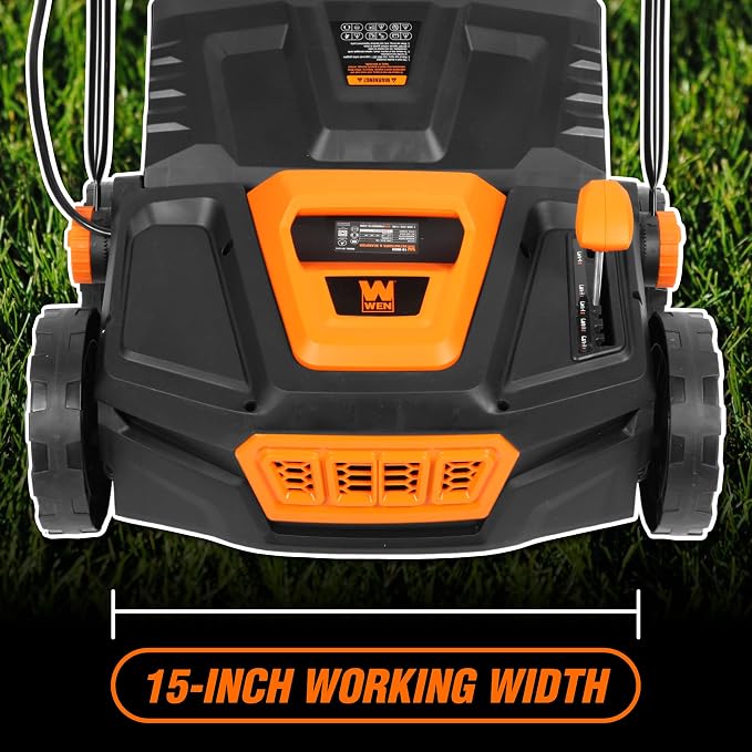 WEN 15-Inch 13-Amp 2-in-1 Electric Dethatcher and Scarifier with 12-Gallon Collection Bag (DT1315) - Image 5