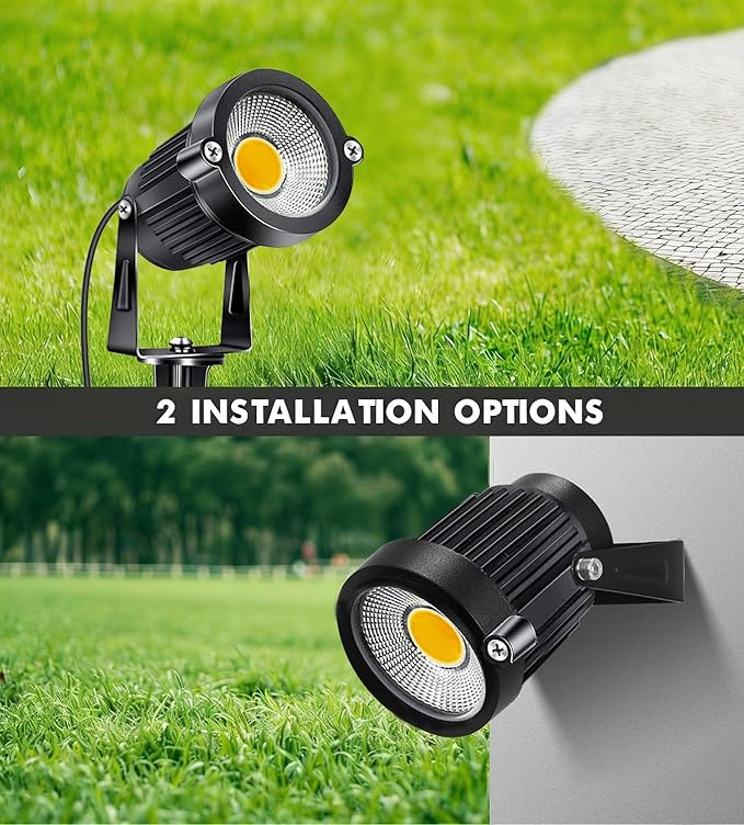 10 Pack Low Voltage Landscape Lights LED 5W Landscape Lighting with connectors AC/DC 12V-24V Outdoor Spotlight IP66 Waterproof Tree Flag Lights Warm White Spotlights for Yard Garden Pathway