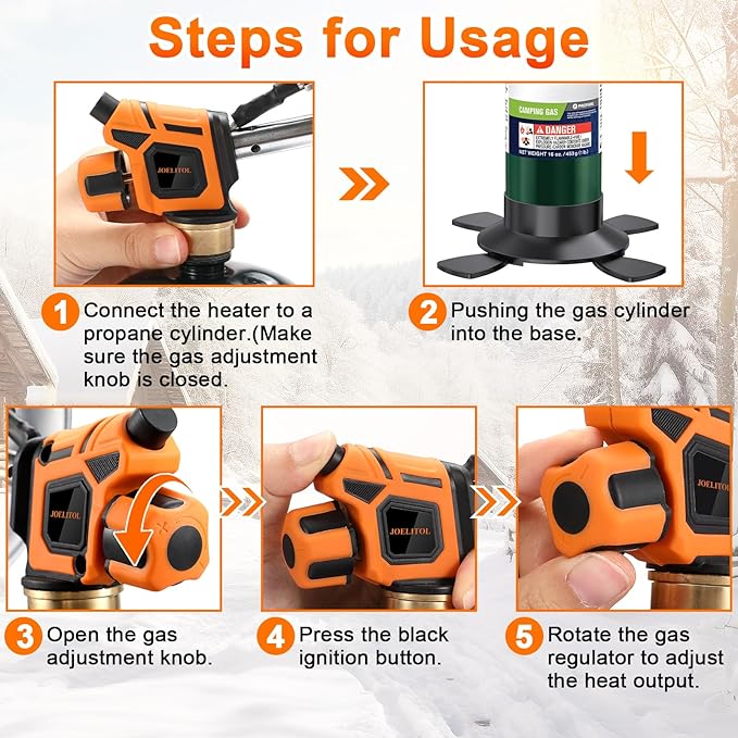 Propane heater, 2000℉ Portable Propane Heater with Foldable Gas Cylinder Stand for Camping, Tent, Hiking, Ice Fishing, and Hunting(Fuel Cylinder Not Included)