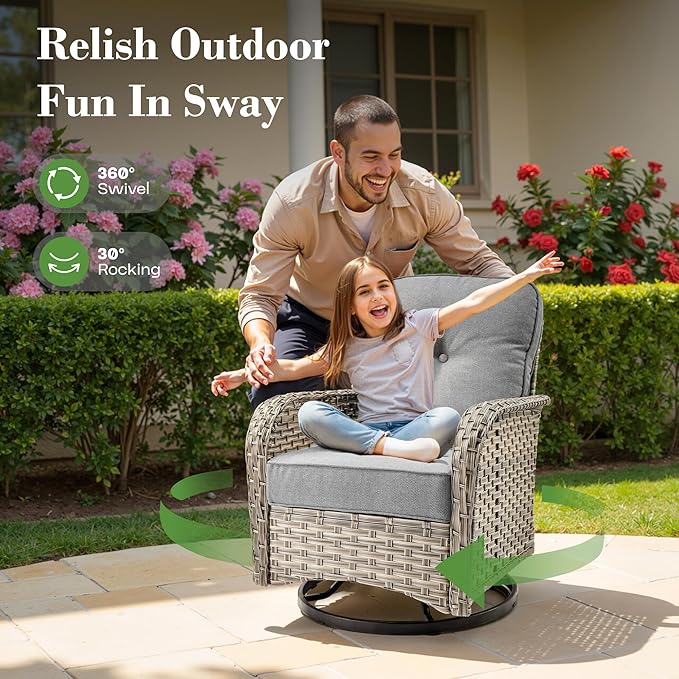 11 Pcs Patio Furniture with Fire Pit Table, Outdoor Rattan Wicker Conversation Set with Glowing Coffee Table, Comfy Sectional Sofa for Porch Balcony Backyard Pool, Grey