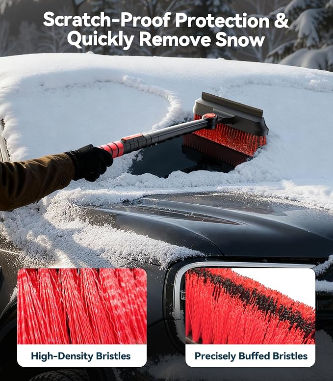 TrySpace All-Around High-Efficiency Cleaning 39 inch Extendable Snow Brush and Ice Scraper with Squeegee, Ice Scrapers for Car Windshield, Truck, SUV Snow Removal Tool, Winter Car Accessories - Image 4