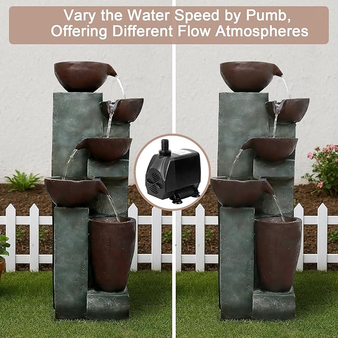 Naturefalls 39.7" Tall Outdoor Water Fountain and Waterfalls - Large Garden Fountain with LED Lights, 5-Tier Cascading, Indoor and Outdoor Fountains for Garden, Patio, Deck, Porch, Backyard and Home