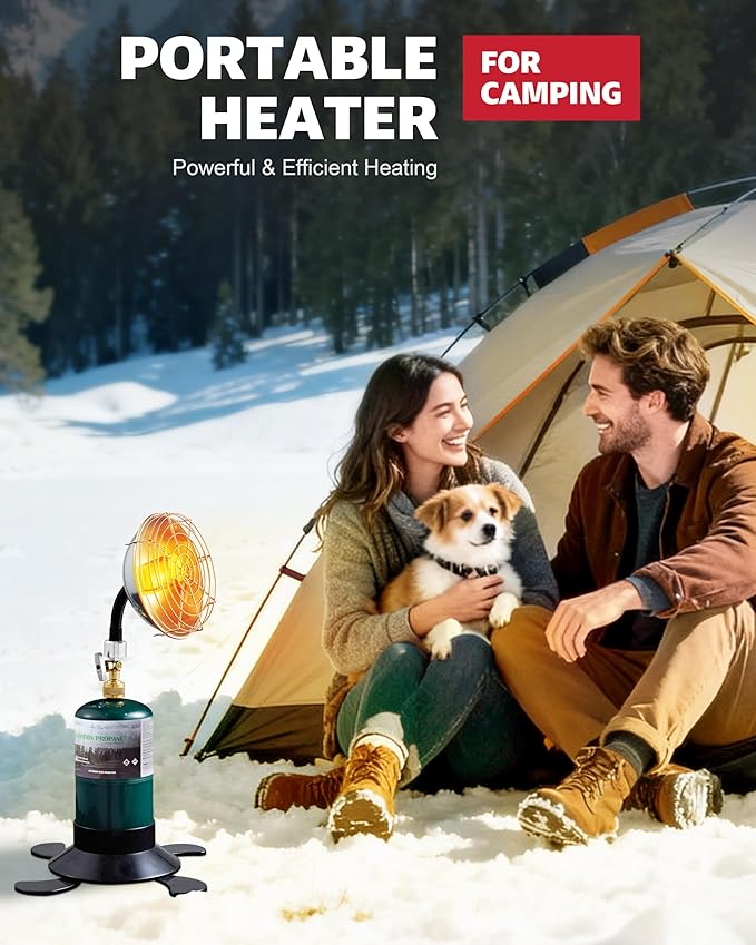 Ravs Portable Propane Heater for Camping, 6500btu Outdoor Tent Heater with Foldable Tank Holder, Multi-Angle Adjustment, Golf Cart Heater for Hiking, Ice Fishing, Hunting, Backyard, Fuel not Included