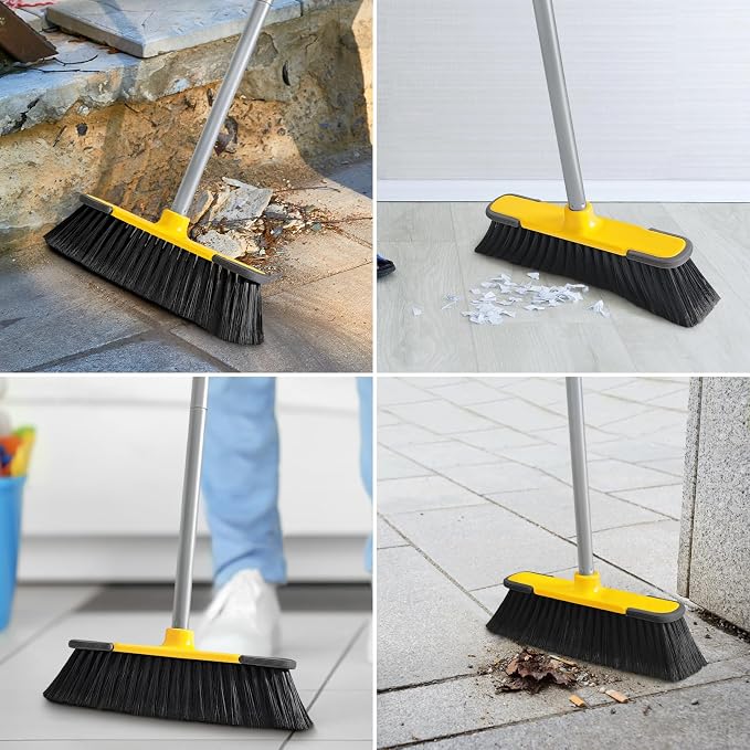 Yellow Indoor Broom 54" Long Handle House Brooms for Floor Cleaning Sweeping Broom for Kitchen, Garage, Lobby, Patio and Garden - Image 6