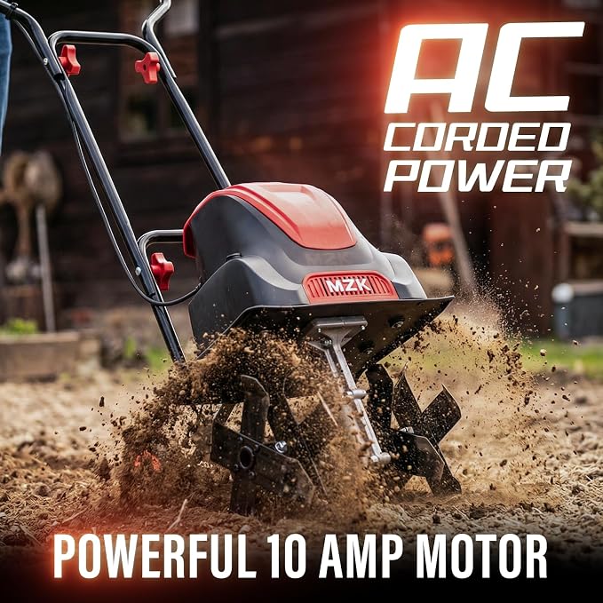 MZK 12-Inch 10.5 Amp Corded Electric Tiller/Cultivator for Gardening, 8-inch tillling Depth, Powerful and Lightweight Tiller, Electric Garden Rototiller for Lawn/Yard/Garden Soil Digging,TC12A03 - Image 3