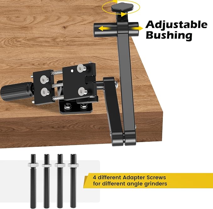 SporGain [Updated] Lawn Mower Blade Sharpener 15°-45° Adjustable Frame with Ball Bearing Manufacture Handle for Right & Left Hand Blades, Use with Angle Grinder, Black - Image 4