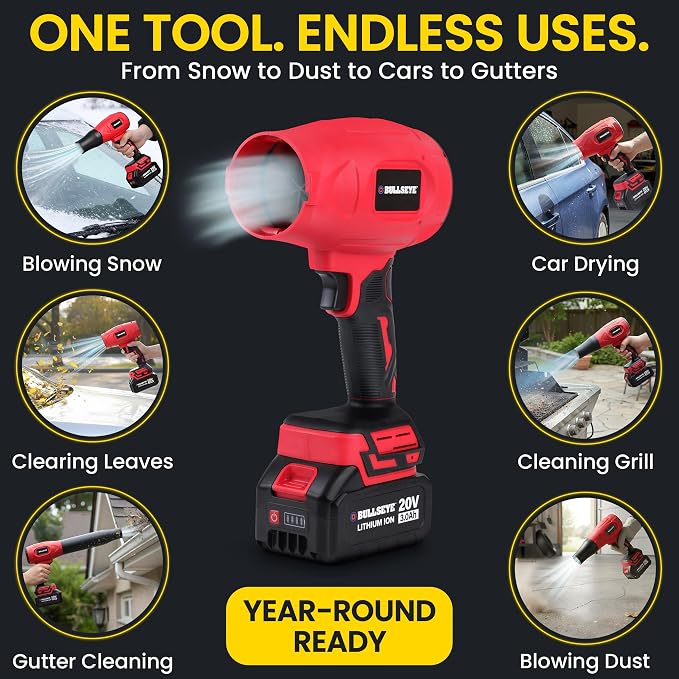 Bullseye Blower – Cordless Leaf Blower, Handheld Turbo Jet with 2 Batteries, 20V 350W Electric Air Power for Patio, Garage Cleaning and Car Drying – As Seen on TV - Image 5