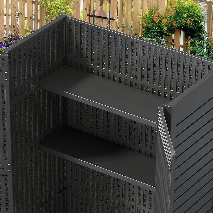 YITAHOME 2-Piece Metal Storage Shed Shelves for 59 cuft Vertical Outdoor Storage Shed，2-Piece Outdoor Storage Rack 51 inx13.8 in with 8 Screws, Easy Assembly, 22 lbs, Black - Image 2