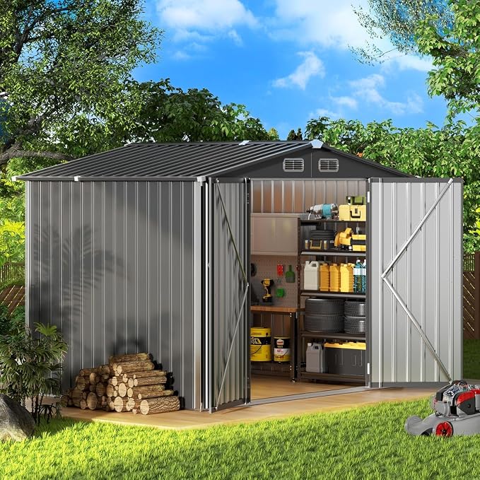 Metal Storage Shed & Outdoor Storage, Outdoor Steel Storages Shed with Sloping Roof, Utility and Tool Garden Sheds for Patio Lawn Yard by Unknown