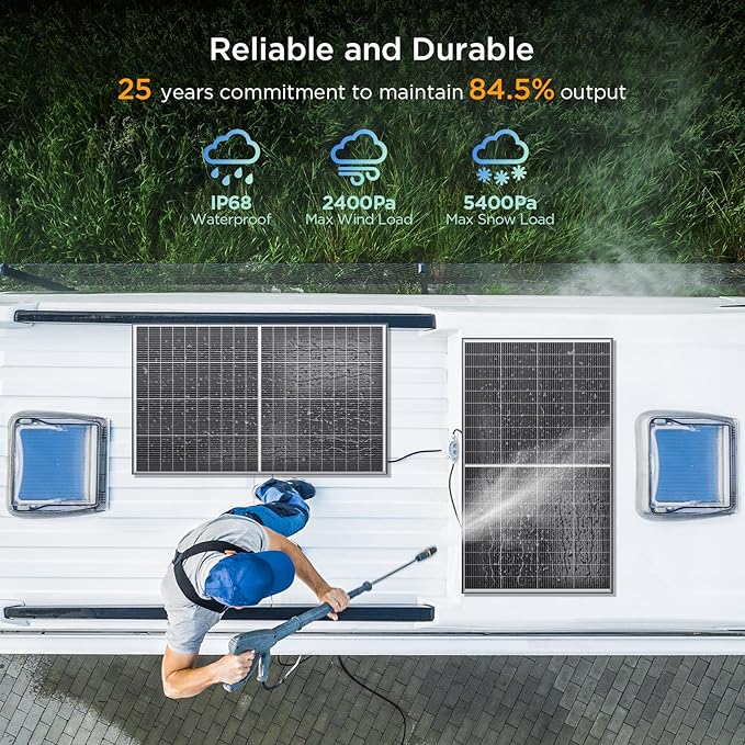 N-Type 16BB 200W Bifacial Solar Panel, 200 Watt Solar Panel for 12V Battery Systems, 25% High Efficiency, Dual-Module Parallel Anti-Shade Design, for RV Van Marine Home Rooftop Off-Grid - Image 5