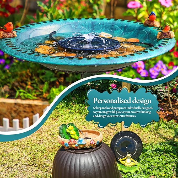 AISITIN 3.5W Solar Fountain Pump Upgraded 2026, DIY Solar Bird Bath Fountain Kit & Built-in 1200mAh Battery & Windmill 9 Nozzles & 3 Fixed Bracket for Bird Bath, Garden, Pond, Courtyard and Outdoor