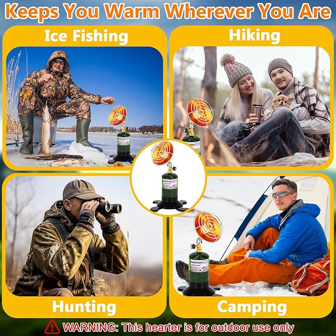 Portable Propane Heater for Camping, Outdoor Gas Space Patio Heater, Upgraded High Heat Output Heaters Foldable Tank Holder for Winter Tent Hiking Fishing Hunting