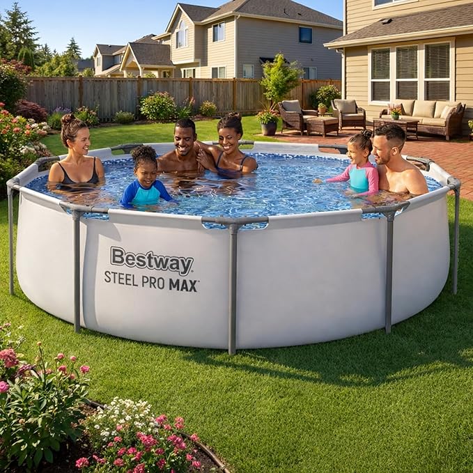 Bestway Steel Pro MAX 10' x 30" Above Ground Pool, Round Metal Frame Outdoor Swimming Pool Set with Filter Pump & Type I Cartridge, Gray - Image 2