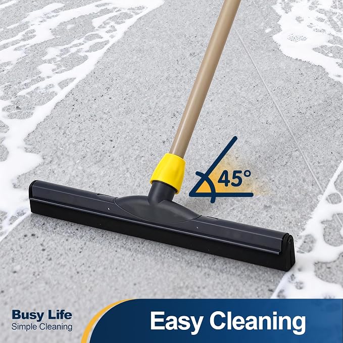 Yocada Floor Squeegee Scrubber Adjustable Telescopic Pole Heavy Duty Household Broom EVA Foam Blade for Garage Courtyard Shower Bathroom Floor Marble Glass Tile Water Foam Cleaning - Image 4
