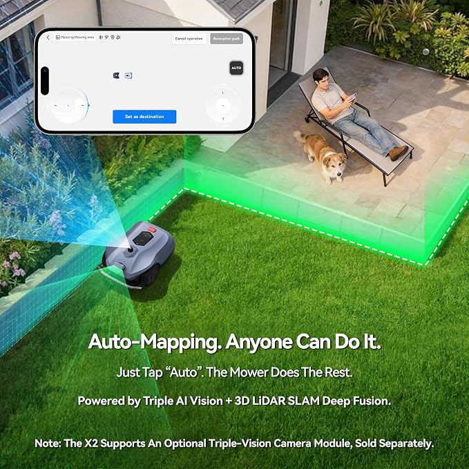 AI Triple Bionic Vision Module for Neomow X2 Series 3D LiDAR Robot Mower, Activates Pro-Level Features Including Auto-Mapping, 500+ Obstacle Detection, Spatial Perception, Terrain Recognition - Image 7