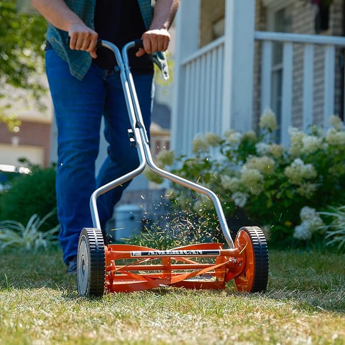American Lawn Mower Company 1204-14 14-Inch 4-Blade Push Reel Lawn Mower, Red - Image 6