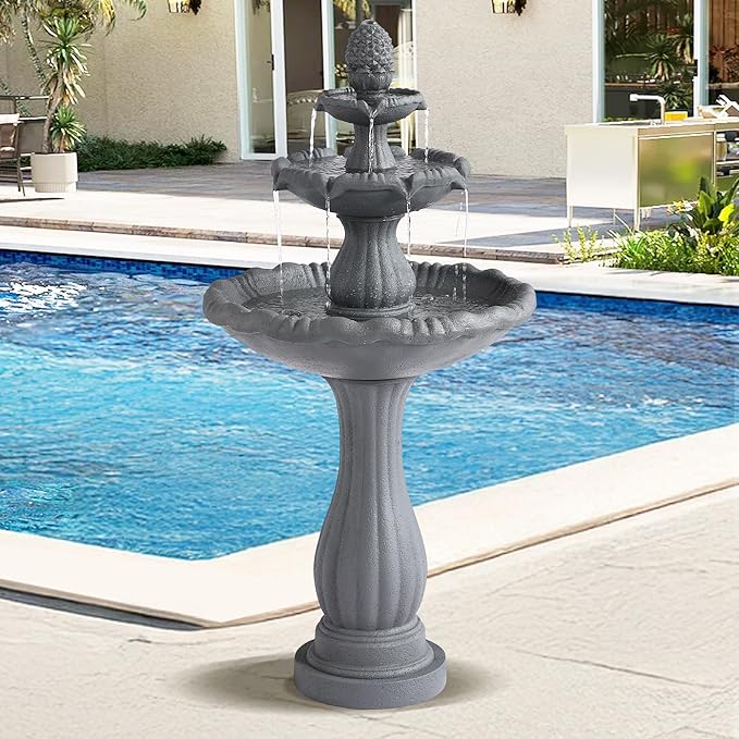 Italian Outdoor Water Fountains - 47.4'H Garden Fountains and Waterfalls Outside, Large Cascading Indoor Floor-Standing Resin Bubbler Fountain Features W/Pump for Patio and Yard Decor