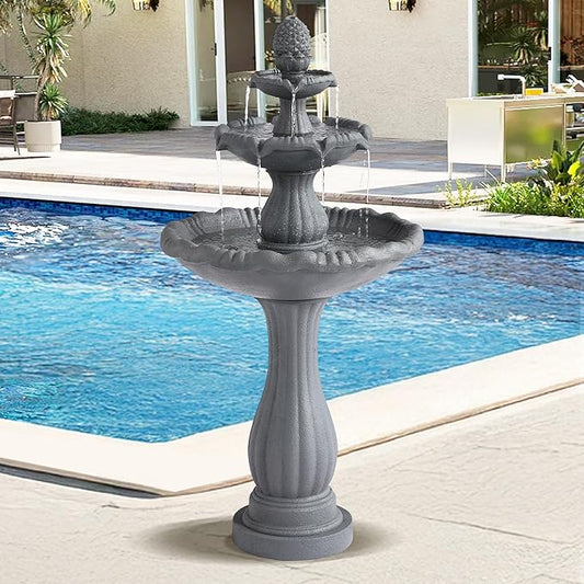 Italian Outdoor Water Fountains - 47.4'H Garden Fountains and Waterfalls Outside, Large Cascading Indoor Floor-Standing Resin Bubbler Fountain Features W/Pump for Patio and Yard Decor