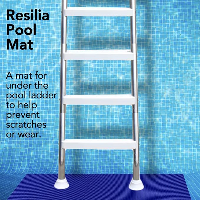 RESILIA Stay-Put Swimming Pool Ladder Mat - Non-Slip, Wide Ribbed, Protective Pad, 36 Inches x 36 Inches, 0.125 Inch Thick, Royal Blue, Made in USA - Image 6