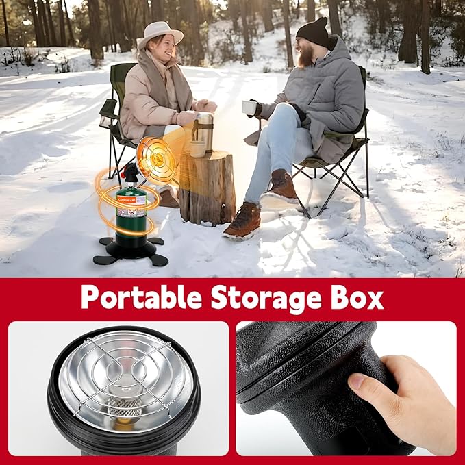 Portable Propane Heater, Outdoor Space Tent Heater for Camping, Self-Ignition Radiant Cordless Heater, Gas Heater with Foldable Gas Tank Holder for Outdoor Hiking Ice Fishing Hunting