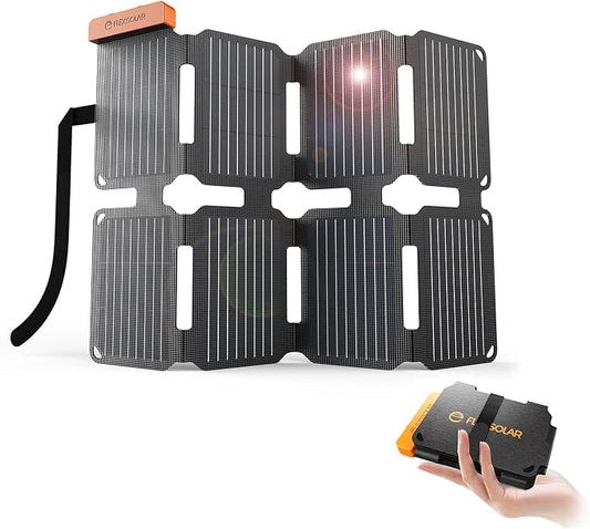 FlexSolar 25W Ultra-Portable Solar Panel Charger with Quick Charge, USB-A & USB-C Ports, Ultra-Lightweight for Outdoor Emergency Power, Backpacking, Hiking, and Camping by FlexSolar
