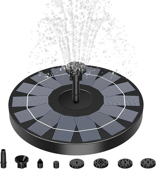 AISITIN Solar Fountain Pump 2.5W Bird Bath Fountain Solar Powered Water Fountain with 8 Nozzle & 4 Fixer, Solar Fountain Pump for Bird Bath, Garden, Pond, Pool