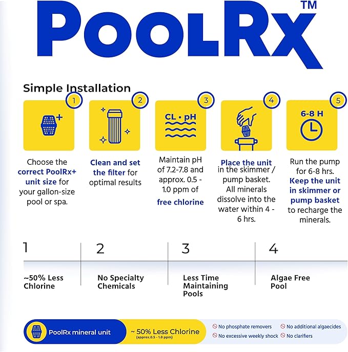 PoolRx Pool Unit #101001 6 Month Algaecide Blue Treats 7.5k-20k gallons, Single - Image 6