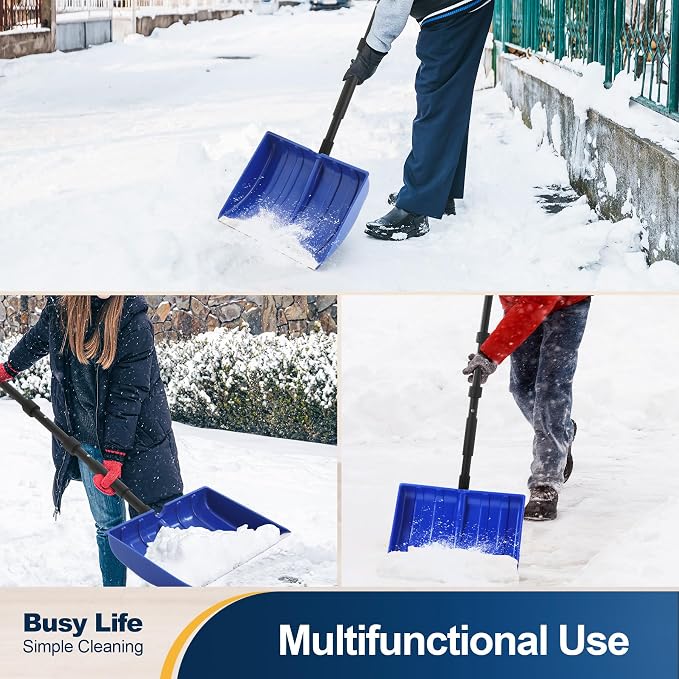 Yocada Snow Shovel for Driveway Home Garage Snow Removal 55 inch Long with D-Grip Handle Aluminum Strip Large Capacity Shovel for Garden Car Camping Outdoor - Image 6