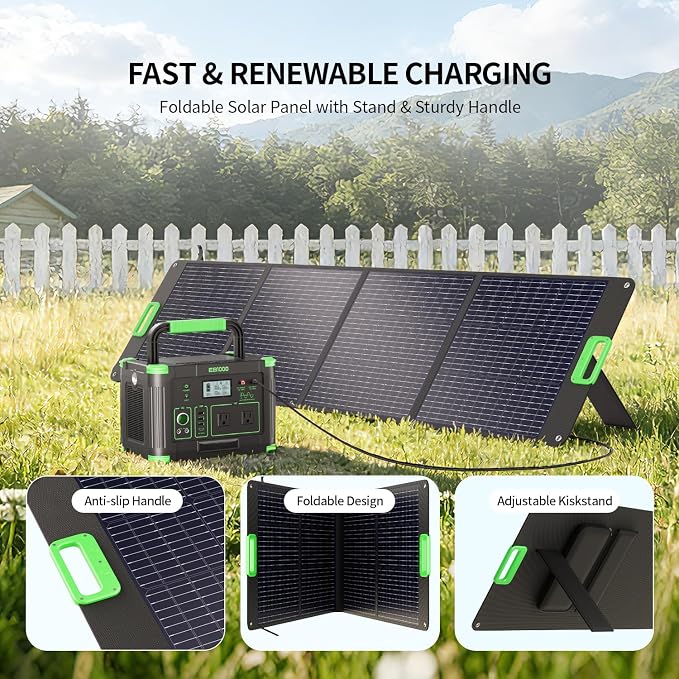 200W Portable Solar Panel for Power Station, Foldable Solar Charger w/ 4 Kickstands, IP65 Waterproof Solar Panel Kit w/DC XT60 Anderson Aviation Output for Outdoor RV Camper Blackout - Image 4