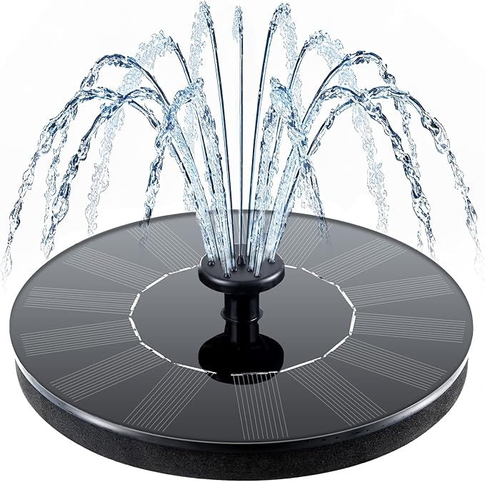 Mademax Solar Bird Bath Fountains, Upgrade 1.4W Solar Fountain Pump with 6 Nozzles, Free Standing Floating Solar Powered Water Fountain Pump for Bird Bath, Garden, Pond, Pool, Outdoor