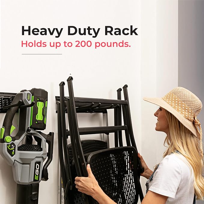 TIDYME Garage Tool Organizer Wall Mount - 32 inches - Sturdy Storage Rack with Adjustable Hooks, Anti-Rust - Easy Installation, 200lbs Capacity - Garden Tool Organizer (02 Racks & 04 Hooks) - Image 3