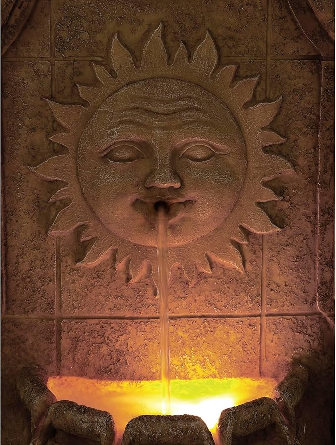 Sun Villa 37" High Large Italian Outdoor Decor Faux Stone Floor Fountain with Light LED Standing Waterfall Tiered Cascading Water Feature for Outside Garden Patio Yard Backyard Porch - John Timberland