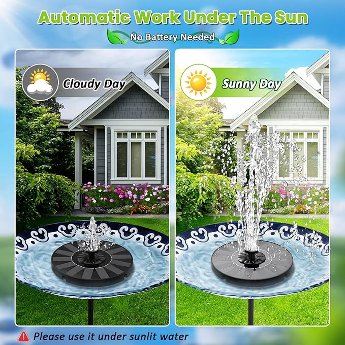 SZMP Solar Fountain 2026 Upgrade, Solar-Powered Bird Bath Fountain with 4 Fixed Rods & 7 Nozzles for Garden, Pond, Pool, and Patio – No Battery Required, Attracts Hummingbirds & Wildlife