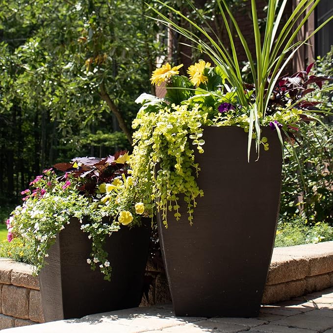 Tusco Products MSQT23ES Modern Square Garden Planter, 23-Inch, Espresso