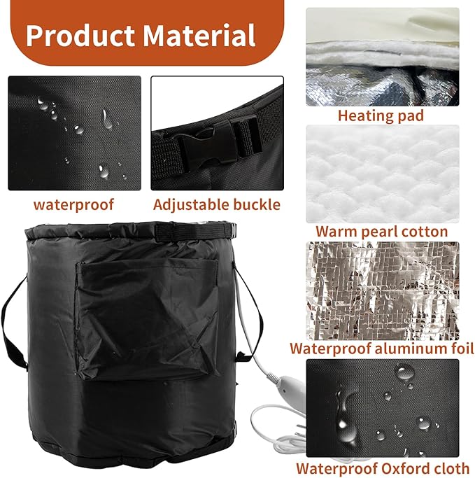 Propane Tank Heater Blanket,Gas LP Cylinder Tank Heater with Temperature Controller Adjustment and Timer Function,86-141°F Fixed Propane Tank Warmer Blanket for 5 gallons,20,30,40lb Gas Tanks (Black)