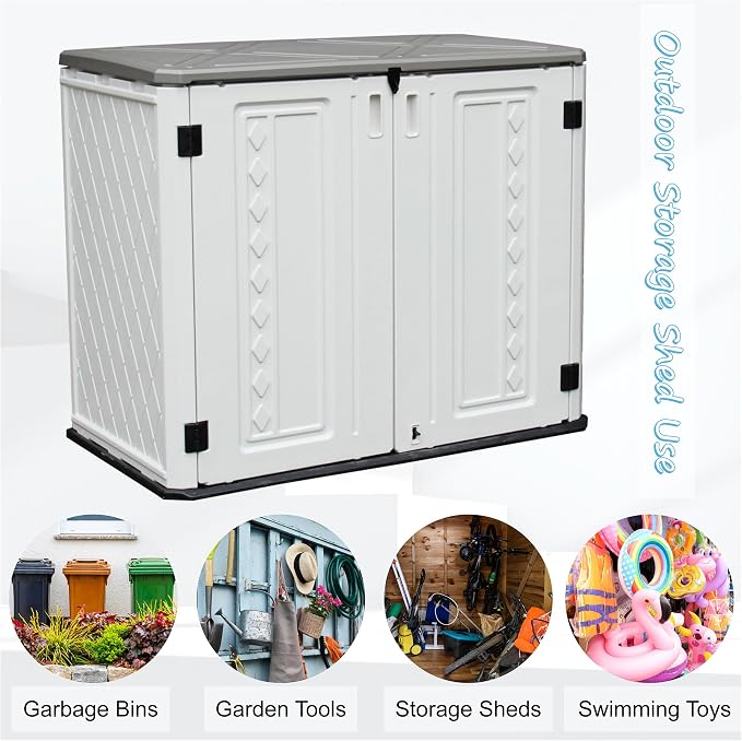 Mrosaa Sheds & Outdoor Storage, 34 Cu.ft Horizontal Storage Sheds Outdoor with Floor, Outdoor Storage Cabinet Waterproof for Garage Storage, Pool Storage, Bike Shed, Garden Shed - Image 4