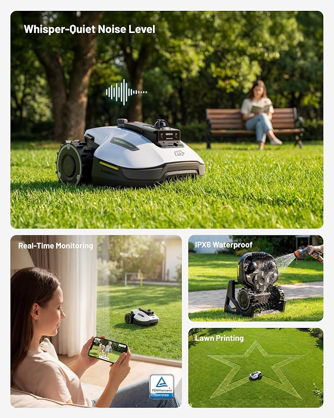 (2026 Upgrade) Mammotion YUKA mini 2 1000H Robotic Lawn Mower with Garage, for 0.25 Acre, 360° LiDAR + AI Vision, 45% Slope, DropMow, Smart Battery Management,Cutting Heights 2.0"-3.5" - Image 11