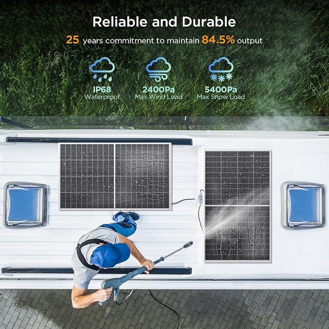 N-Type 16BB 200W Bifacial Solar Panel, 200W Solar Panel for 12V Battery Systems, 25% High Efficiency, Dual-Module Anti-Shade Design, for RV Van Rooftop Home Off-Grid - Image 5