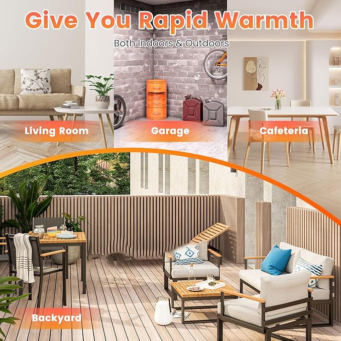 Outdoor Heaters for Patio, 1500W Infrared Heater with Stand, IP65 Waterproof Electric Patio Heater Tripod Wall Mount, 3 Heating Levels, Remotes, Timer for Garage Yard Home